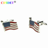 CIFIDET Patriotic Cufflink Flag Shirt Cuff Link With Velvet Bag