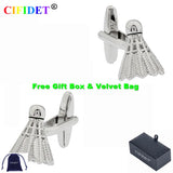 Badminton Sports Cufflink & Velvet Bag - Men's Jewelry Accessory