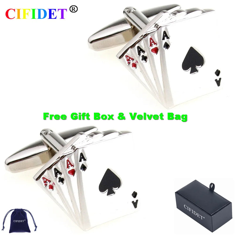 CIFIDET Sports Cufflink Four A Cards Cuff Link