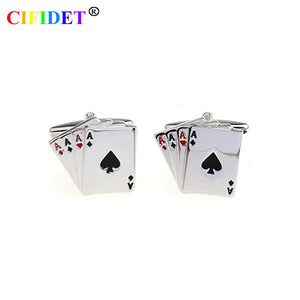 CIFIDET Sports Cufflink Four A Cards Cuff Link