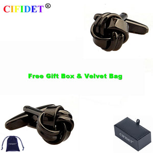 CIFIDET Stainless Steel Knots Cufflink Men's Shirt Cuff Link