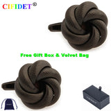 CIFIDET Mens Cufflink Knots Shirt Cuff Link With Velvet Bag & Gift Box