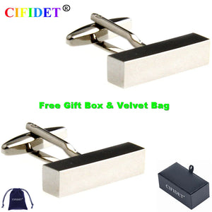 CIFIDET Mens Stainless Steel Cufflink Set with Velvet Bag