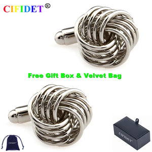 CIFIDET Men's Knots Cufflink Set with Velvet Bag