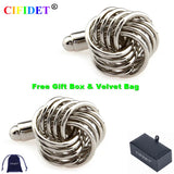 CIFIDET Men's Knots Cufflink Set with Velvet Bag