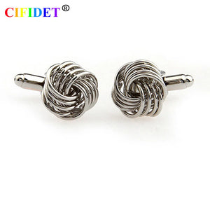 CIFIDET Men's Knots Cufflink Set with Velvet Bag