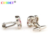 CIFIDET Men's Stainless Steel Pink Stone Knots Cufflink