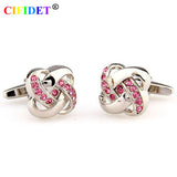 CIFIDET Men's Stainless Steel Pink Stone Knots Cufflink