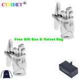 CIFIDET Stainless Steel Mens Cufflink Silver Metal Shirt Cuff Link
