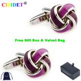 CIFIDET Mens Cufflink Two Purple Shirt Cuff Link