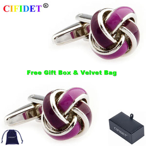 CIFIDET Mens Cufflink Two Purple Shirt Cuff Link