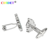 CIFIDET Green Stone Xmas Tree Cufflink w/ Gift Box