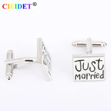 Just Married Love Cufflink w/ Velvet Bag - Men's Wedding Accessory