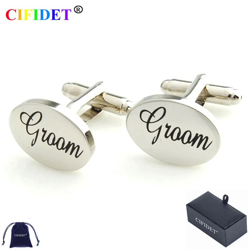 CIFIDET Wedding Cufflink Groom Cuff Link With Velvet Bag
