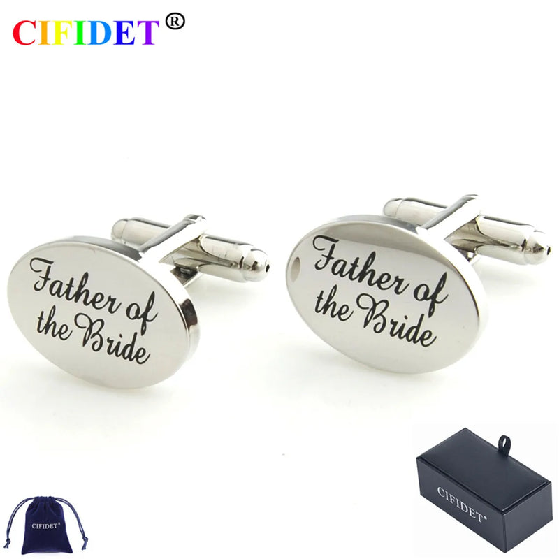 CIFIDET Wedding Cufflink Bride Father Mariage Cuff Link Velvet Bag Jewelry