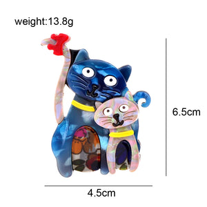 CINDY XIANG Acrylic Cat Mom & Kids Brooches, Colorful Animal Pins