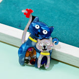 CINDY XIANG Acrylic Cat Mom & Kids Brooches, Colorful Animal Pins
