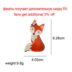 CINDY XIANG Acrylic Fox Brooches For Women Animal Pin Summer T-shirt Accessories