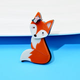 CINDY XIANG Acrylic Fox Brooches For Women Animal Pin Summer T-shirt Accessories