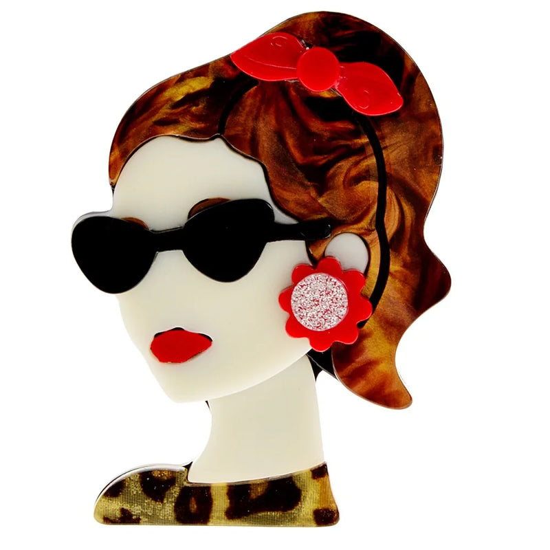 CINDY XIANG Acrylic Ponytail Girl Brooch