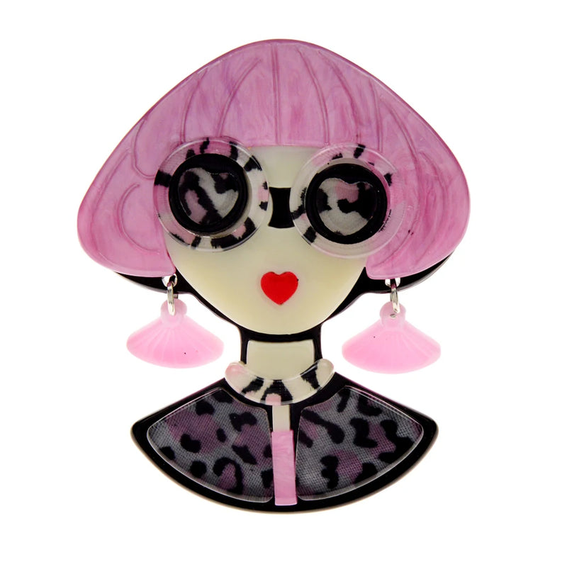 CINDY XIANG Acrylic Glasses Modern Girl Brooches For Women 4 Colors