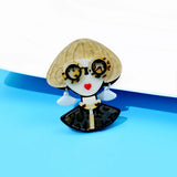 CINDY XIANG Acrylic Glasses Modern Girl Brooches For Women 4 Colors