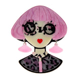 CINDY XIANG Acrylic Glasses Modern Girl Brooches For Women 4 Colors