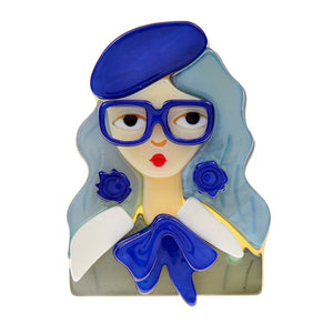 Acrylic and Acetate Fiber Girl Brooches 6 Colors