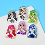 Acrylic and Acetate Fiber Girl Brooches 6 Colors
