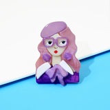 Acrylic and Acetate Fiber Girl Brooches 6 Colors