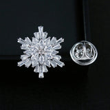 CINDY XIANG CZ Snowflake Collar Pin Brooches Men Women 2 Colors T-shirt Jewelry