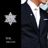 CINDY XIANG CZ Snowflake Collar Pin Brooches Men Women 2 Colors T-shirt Jewelry