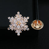 CINDY XIANG CZ Snowflake Collar Pin Brooches Men Women 2 Colors T-shirt Jewelry