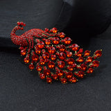 Rhinestone Peacock Brooch Large Crystal Bird Pin Jewelry