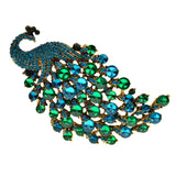 Rhinestone Peacock Brooch Large Crystal Bird Pin Jewelry