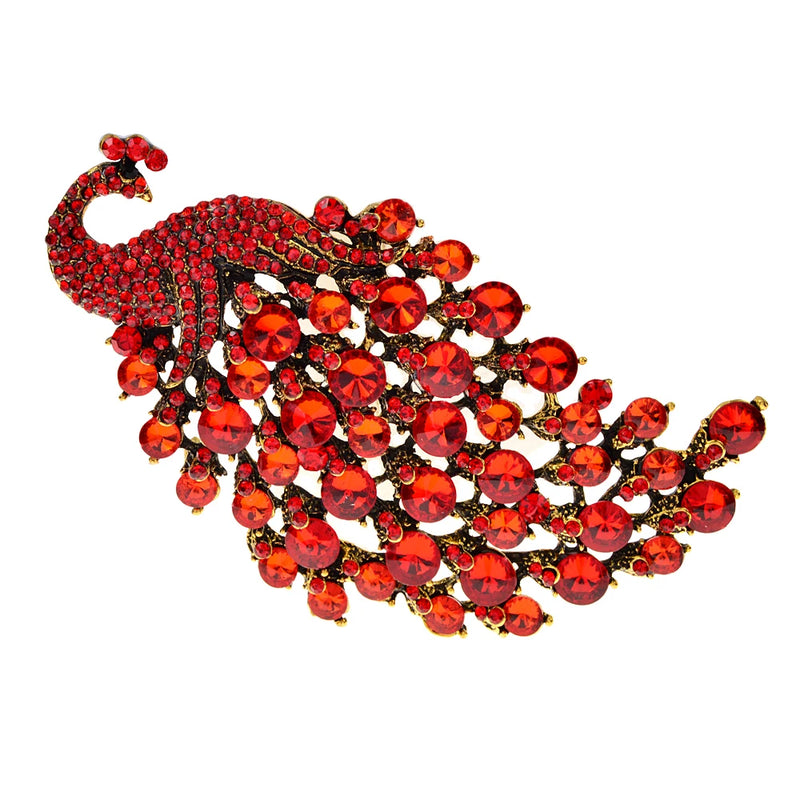 Rhinestone Peacock Brooch Large Crystal Bird Pin Jewelry