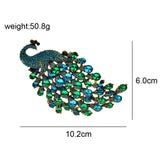 Rhinestone Peacock Brooch Large Crystal Bird Pin Jewelry