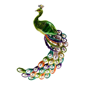 Enamel Peacock Brooch Winter Coat Pin Animal Jewelry Rhinestone 2 Colors