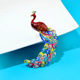 Enamel Peacock Brooch Winter Coat Pin Animal Jewelry Rhinestone 2 Colors
