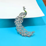 Enamel Peacock Brooch Winter Coat Pin Animal Jewelry Rhinestone 2 Colors