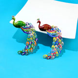 Enamel Peacock Brooch Winter Coat Pin Animal Jewelry Rhinestone 2 Colors