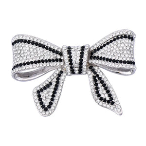 CINDY XIANG Rhinestone Bow Brooch Pin