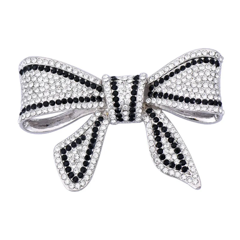 CINDY XIANG Rhinestone Bow Brooch Pin