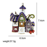 Vintage Rhinestone Castle Pin Large Retro Jewelry
