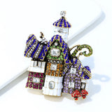 Vintage Rhinestone Castle Pin Large Retro Jewelry