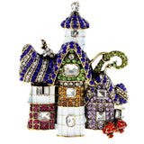 Vintage Rhinestone Castle Pin Large Retro Jewelry