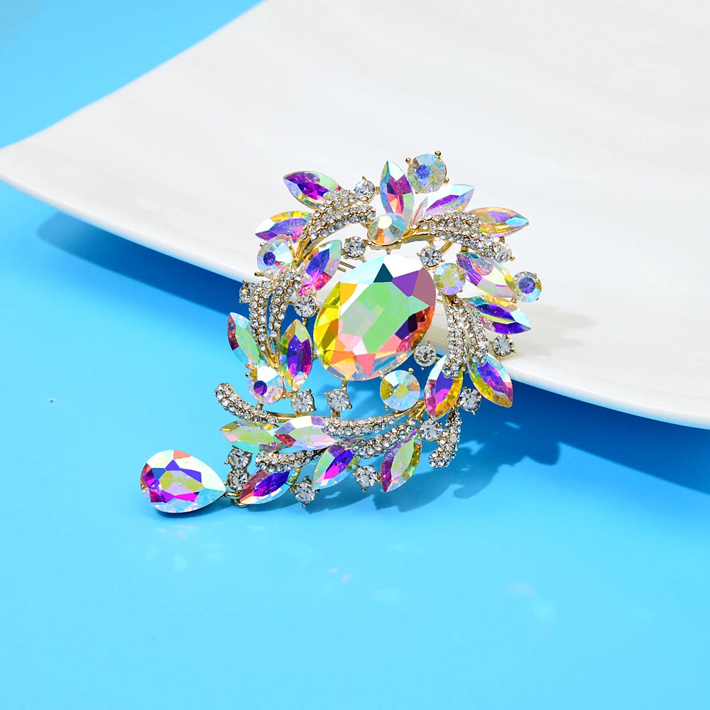 CINDY XIANG Vintage Flower Water-drop Brooches