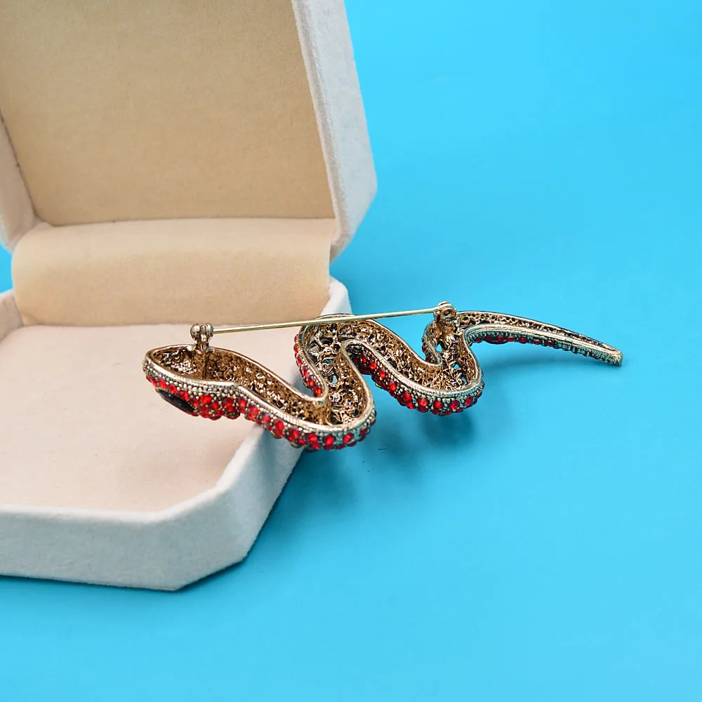 CINDY XIANG Rhinestone Large Snake Brooches For Women Vintage Animal Pin