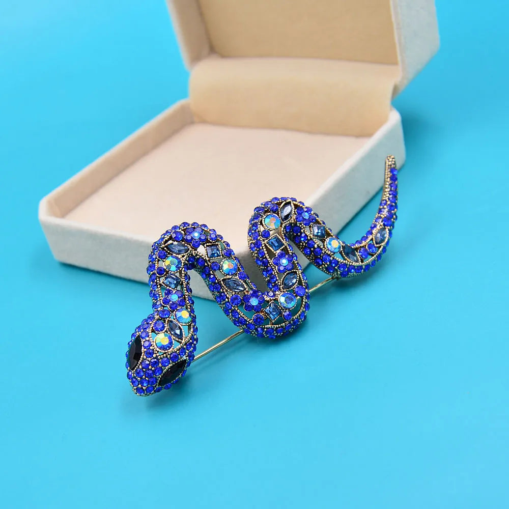 CINDY XIANG Rhinestone Large Snake Brooches For Women Vintage Animal Pin