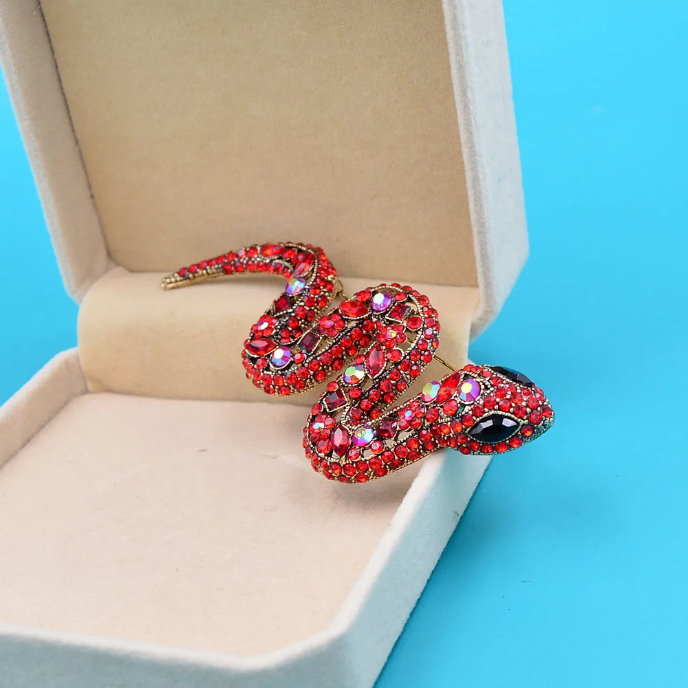 CINDY XIANG Rhinestone Large Snake Brooches For Women Vintage Animal Pin